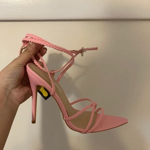 Fashion Nova light pink strapped heels